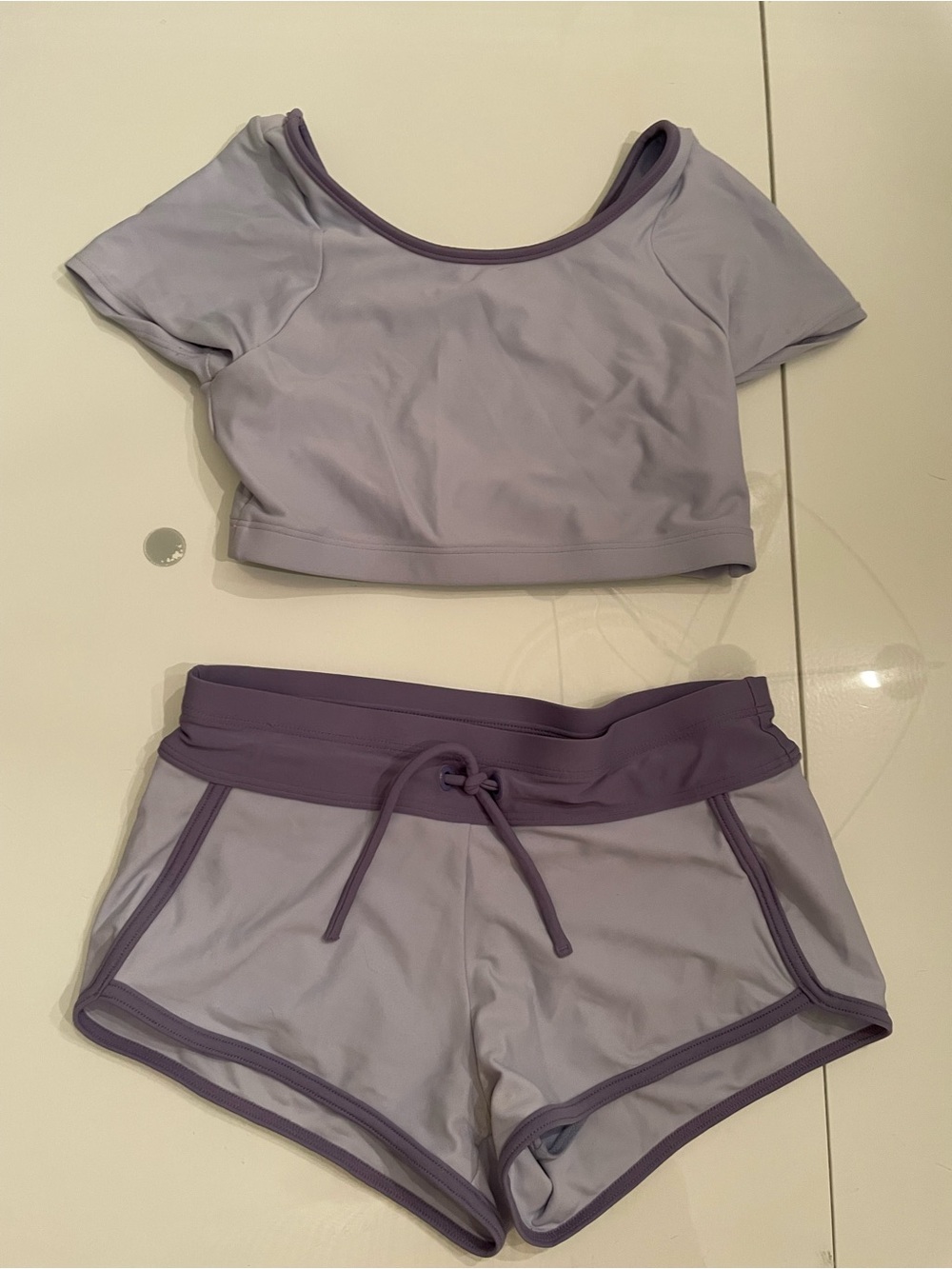 Athleta Lilac Two-Tone Athletic Shorts Set